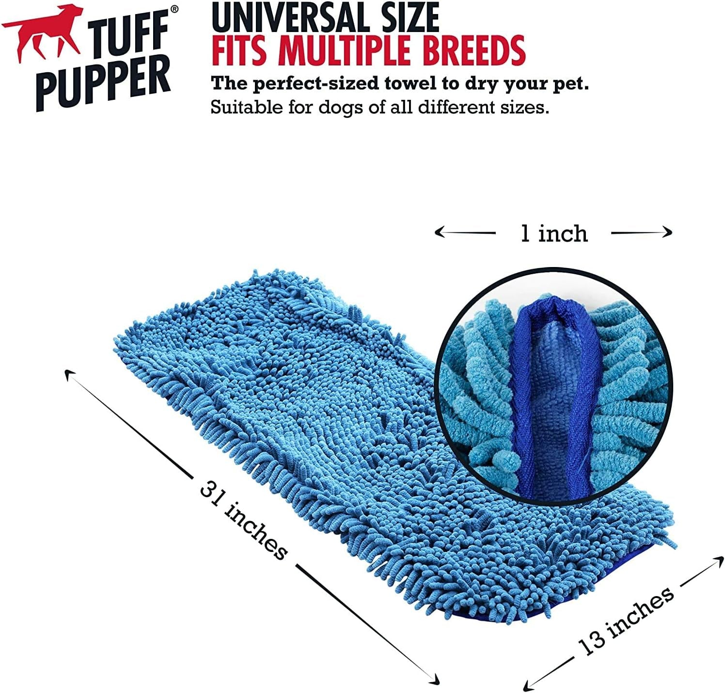 Ultra Absorbent Microfiber Dog Towel - Extra Large 35x15 Size with Comfortable Hand Pockets for All Breeds - Durable, Machine Washable, Ideal for Indoor and Outdoor Use
