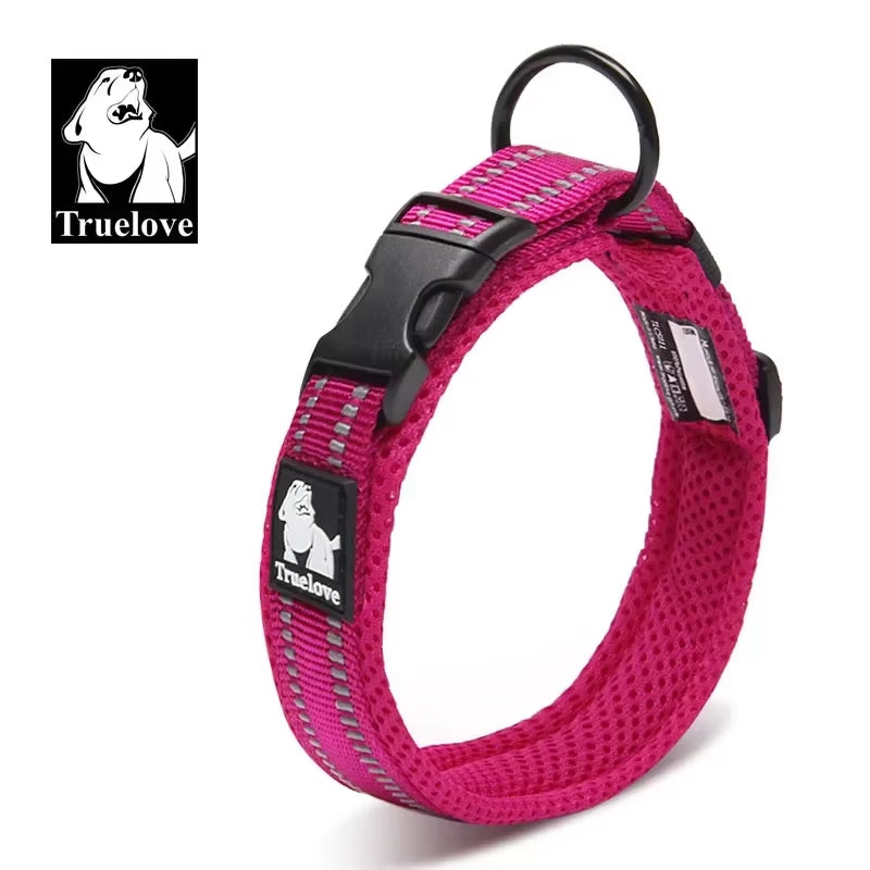 Adjustable Mesh Padded Reflective Nylon Dog Collar - Durable Heavy Duty Design for All Breeds and Weather Conditions, Available in 8 Sizes