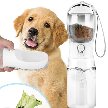3-in-1 Portable Pet Water Bottle - 20 oz Leak-Proof Container with Integrated Poop Bag Dispenser for Travel, Hiking, and Outdoor Activities