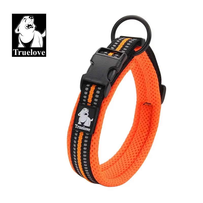Adjustable Mesh Padded Reflective Nylon Dog Collar - Durable Heavy Duty Design for All Breeds and Weather Conditions, Available in 8 Sizes
