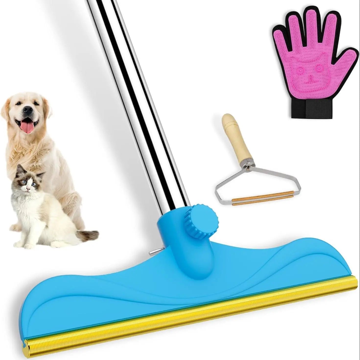 Adjustable Cat Hair Remover and Cleaning Brush with Hanging Ring, Ideal for Carpets and Floors, Perfect Valentine’s Day Gift